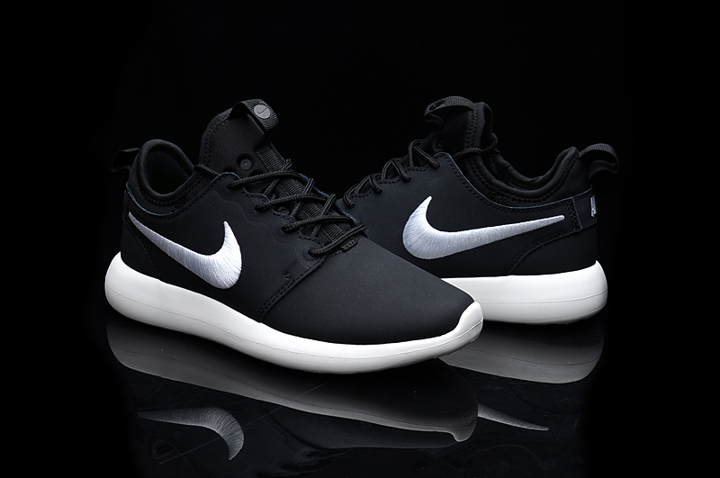 Nike Roshe 2 Leather PRM Black Silver Shoes - Click Image to Close